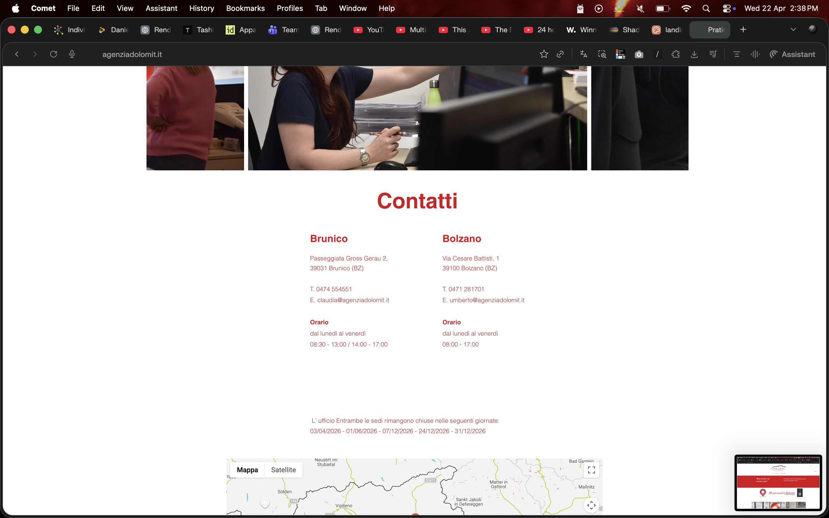 Before — contacts, no booking path