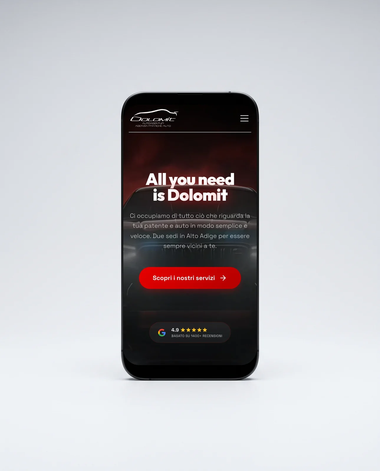Agenzia Dolomit — the site on an iPhone